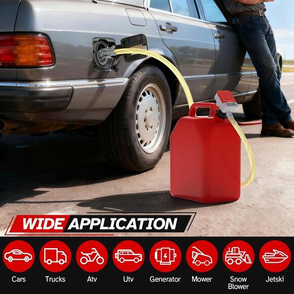 3.2GPM Fast Flow Portable Battery Electric Fuel Transfer Pump Auto Stop w/ Hose - Picture 6 of 7